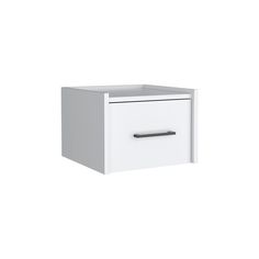 a white drawer with a black handle on the front and bottom drawers, against a white background