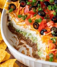 a close up of a plate of food with tortilla chips