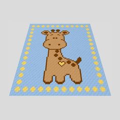 a blue rug with a giraffe on it