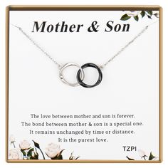 PRICES MAY VARY. Meaningful Mother Son Gifts: "One Ring of Goodness,One Ring of Happiness" - the double ring itself represents good luck and fortune, while the two rings interlock to signify that the hearts of mothers and sons are closely connected from beginning to end, making this a perfect mother gifts from son. Mom Necklace from Son: The rings and chain are all made of 925 sterling silver that won't turn your skin green, red or itchy, and the fine craftsmanship makes for a delicate yet stron Mothers And Sons, Mother Son Necklace, Sympathy Gifts For Loss, Mother Son Gift, Son Necklace, Gigi Gift, Mother Daughter Necklace, Mother Daughter Gifts, Mother Son