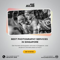 an advertisement for the best photography services in singapore, featuring two men with their arms around each other