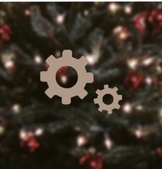 a christmas tree with two gears on it