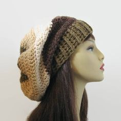 This is made to order I crocheted this with a soft acrylic yarn in shades of brown and beige. It has a nice large slouch and should fit most women, men and teens. Hand wash is recommended. Beige Hand Knitted Hats For Fall, Hand Knitted Beige Hat For Fall, Fall Hand Knitted Beige Hat, Warm Beige Acrylic Hats, Beige Acrylic Hat, One Size Fits Most, Beige Acrylic Hat, One Size, Beige Acrylic Hat One Size, Casual Beige Acrylic Hat, Brown Hand Knitted Beanie Cap