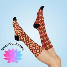 Mismatched Funky Retro Red Cushioned Unisex Crew Socks | lovevisionkarma.com Retro Socks, Boring People, Break The Rules, Funky Socks, Red Cushions, Bold Style, Not Afraid, Bold Fashion, The Rules