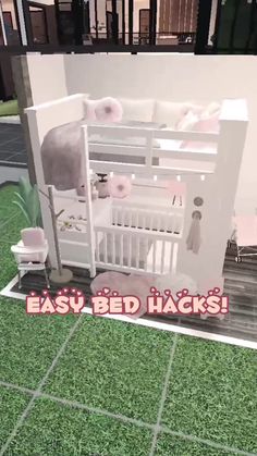 an animated image of a bunk bed with the words easybed hacks on it