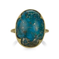 Gabriella Kiss Large Oval Persian Turquoise with Pyrite Ring | Quadrum Gallery Pyrite Ring, Gabriella Kiss, Persian Turquoise, 18k Yellow Gold Ring, Yellow Gold Ring, Gold Ring, Persian, Natural Beauty, Kiss