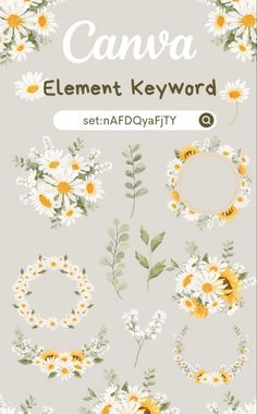 an image of flowers and leaves with the text canva element keyword on it