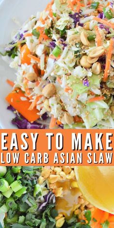 Low Carb Asian, Asian Slaw Recipe, Asian Coleslaw, Low Carb Low Fat Recipes, Asian Slaw, Boiled Egg Diet Plan, Boiled Egg Diet, Low Carb Sides