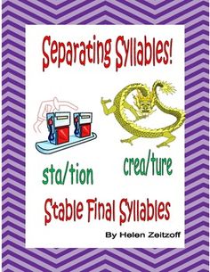 a sign that says, separating sylabies station creature stable final sizzles