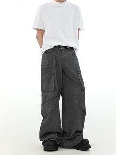 Get ready for superior comfort at work with CasualFit Work Pants! These pants are designed to provide a perfect blend of comfort and style, allowing you to focus on your tasks without any distractions. With their relaxed fit and durable material, these pants are a must-have for any professional wardrobe. Elevate your w Urban Tapered Leg Pants With Welt Pockets, Urban Tapered Leg Pants, Baggy Cotton Cargo Jeans For Workwear, Full-length Cotton Cargo Jeans For Work, Cotton Full-length Cargo Pants For Work, Full Length Cotton Cargo Jeans For Work, Baggy Cotton Pants For Work, Streetwear Trousers With Welt Pockets, Relaxed Fit Wide Leg Work Pants With Welt Pockets