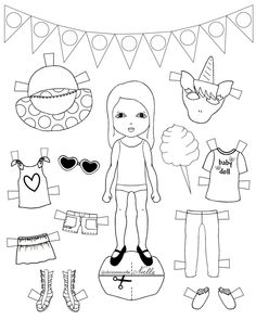 paper doll clothes and accessories to make it look like a child's dress up