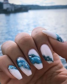 Neon And White Nails Designs, Royal Caribbean Cruise Nail Designs, Sea Nails Designs, Easter Nails Ideas, Easter Nails Acrylic, Nail Art Creative, Beach Themed Nails, Boring Nails, Gangtok