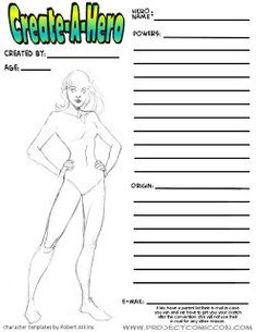 an adult coloring book with a drawing of a woman in a bodysuit and the title, create - a - hero