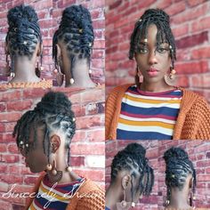 Loc Space Buns Styles Updo, Unique Loc Styles For Women, Barrel Roll Loc Styles Women Short, Locs Hairstyles For Women Short Updo, Braided Loc Knot Bob, Loc Styles Updo, Barrell Twist On Locs Ponytail, Petal Bun Locs, Braided Loc Updo