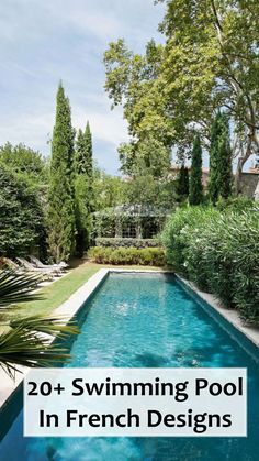 a swimming pool with the words 20 + swimming pool in french designs