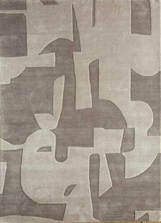 an abstract rug with grey and white shapes on the bottom, in front of a white background