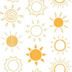 the sun is drawn in yellow on a white background, and it appears to be different colors