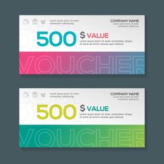 two colorful vouchers with the word voucher written in bold font on them