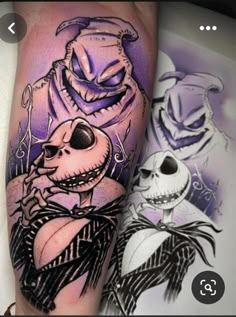 a person with a tattoo on their leg wearing a skeleton costume and holding a rose