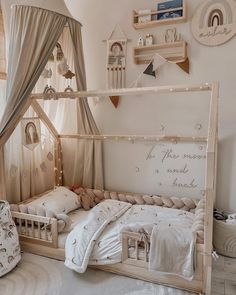 a child's room with a bed and toys