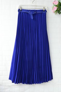 Chiffon Pleated Bohemia Long Skirt - Blue Blue Chiffon Skirt For The Beach, Blue Chiffon Beach Skirt, Blue Pleated Chiffon Maxi Skirt, Blue Chiffon Pleated Maxi Skirt, Casual Blue Chiffon Skirt, Chiffon Pleated Skirt, Dress Dark Purple, Womens Skirt Outfits, Beach Maxi Skirt