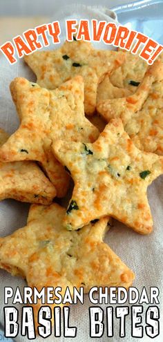 cheesy crackers with spinach and cheese are on a white cloth in a basket