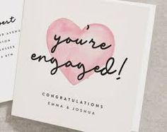 two greeting cards with the words you're engaged and congratulationss written on them