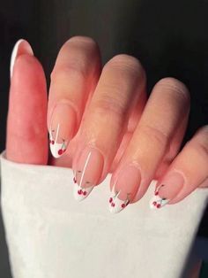 Multicolored Nails, May Nails, Cherry Nails, Short Almond, Fake Nail, Almond Shaped, Girls Nails, Stick On Nails, Unique Nails