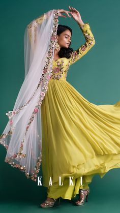 Designer Anarkali Dresses, Angrakha Style, Silk Anarkali, Kalki Fashion, Anarkali Dress Pattern, Hippy Chic, Designer Anarkali