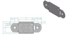 an image of a metal object with blueprints on the side and measurements for it