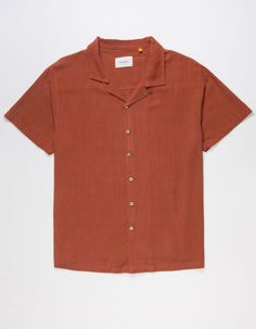 The Critical Slide Society Ernie Resort Shirt. Solid Color Button-Up Shirt. Camp Collar. Short Sleeve. Clamp Label At Hem. 70% Cotton 30% Linen. Hand Wash. Imported. Flannel Sweatshirt, Graphic Trends, Resort Shirt, Cargo Skirt, Camp Shirt, Open Knit Sweater, Sweaters And Jeans, Mens Shirt, Corduroy Jacket