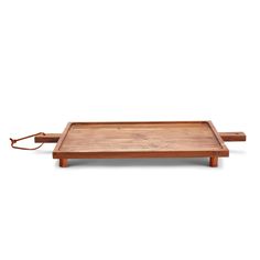 two wooden trays with handles on each side