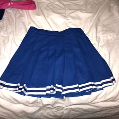 Brand New Royal Blue Pleated Skirt, White Stripe Is Glittery. Never Worn, Bought From Gamedaybae.Com And It Didn’t Fit Me But The Website Is Final Sale. So Cute. Wish It Fit :(( Price Online Says $44 But With Shipping It Came Out To $50. Really Trying To Get Most Of My Money Back! Royal Blue Pleated Skirt, Game Day Cheer, Blue Cheer, Blue Pleated Skirt, My Money, Skirt White, Game Day, Cheer Skirts, Pleated Skirt