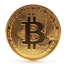 a golden bitcoin is shown on a white background