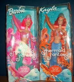 two barbie dolls are shown in the same package as they appear to be for sale