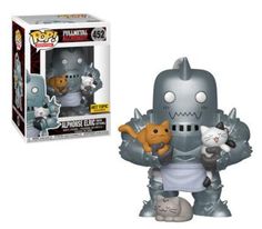 a pop vinyl figure with a cat and an animal on it's chest, in front of a box