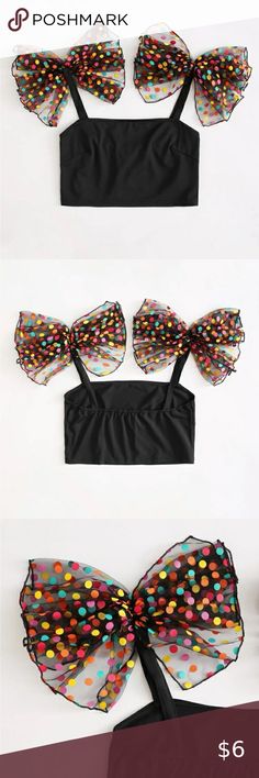 Polka Dot Exaggerated Ruffle Crop Top Ruffle Crop Top, Top Crop, Polka Dot, Polka Dots, Crop Top, Spandex, Crop Tops