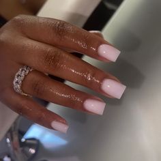 Milky Nails, Work Nails, Short Square Acrylic Nails, Unique Acrylic Nails, Acrylic Nails Coffin Short, Short Acrylic Nails Designs, Pink Acrylic Nails, Square Acrylic Nails, Fire Nails