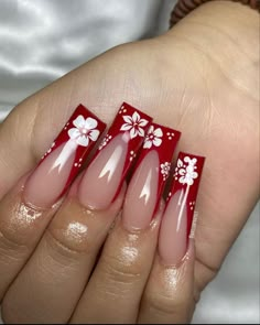 Holiday Inspo, Red Acrylic Nails, Gel Set, Summery Nails, Girly Acrylic Nails, Vacation Nails, Long Square Acrylic Nails