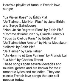 there's a playlist of famous french love songs written by the same person