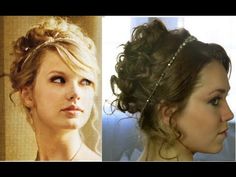 Taylor Swift Love Story updo tutorial Prom Headband, Bridesmaid Hair Tutorial, Hair Curling Tutorial, Wedding Hairstyles Bridesmaid, Formal Hair, Curly Hair Styles Naturally