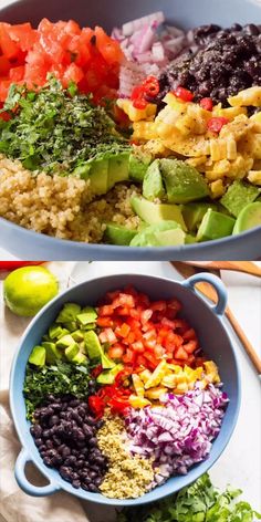 two bowls filled with different types of food