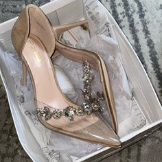 So Sparkly And Pretty! Just A Little Big For Me. Purchased From Online Boutique Chic Embellished Champagne Heels, Embellished Heels, Online Boutique, Shoes Women Heels, Shoes Heels, Boutique, Women Shoes, Heels, Women Shopping