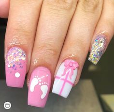 Baby Shower Nail Ideas, Nail Ideas Neutral, Baby Shower Nails Boy, Maternity Nails, Baby Nail Art, Shower Nails, Gender Reveal Nails, Baby Shower Nails