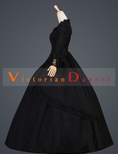 Condition: Brand New    Color: Black    Material: Cotton    Silhouette: Ball Gown    Sleeve Length: Long Sleeves    Dresses Length:Floor-Length    Neckline: Square Collar    Decoration: Lace    Style: Vintage    Includes: Dress Black Long Sleeve Victorian-inspired Dress, Vintage Fitted Halloween Gown, Vintage Fitted Gown For Halloween, Elegant Floor-length Victorian Dress For Theater, Vintage Long Sleeve Victorian Dress For Halloween, Vintage Long Sleeve Theater Dress, Fitted Victorian Dresses For Theater, Victorian Style Floor-length Dress For Costume Party, Floor-length Victorian Dress For Costume Party