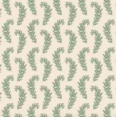 a green leafy pattern on a white wallpaper with an off - white background