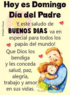 a poem written in spanish with an image of a man holding a child