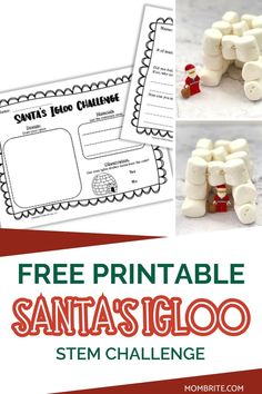 Join us in the festive spirit of giving as we embark on a jolly preschool STEM Challenge: How to Build an Igloo for Santa! This exciting journey will stimulate your little scientist's mind while fueling their creativity. With our easy-to-follow, free printable guide, your preschooler will craft Santa's frosty abode, becoming the talk of the North Pole. Dive into this delightful holiday activity today! Santa Activities For Kids, Build An Igloo, Preschool Steam, Santa Activity, Christmas Stem Activities, Igloo Building, Stem Activities Preschool, Preschool Stem