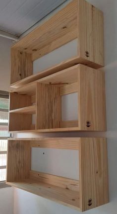 the shelves are made out of wood and have no doors