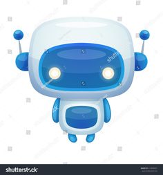 an image of a blue robot with two lights on it's head and arms